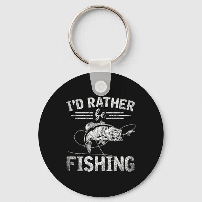 Id Rather Be Fishing Funny Fisherman Gift Hob  Key Ring (Front)
