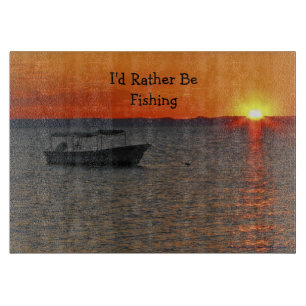 I'd Rather Be Fishing Glass Cutting Board