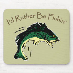 I'd Rather Be Fishing Hobby Print Mouse Mat