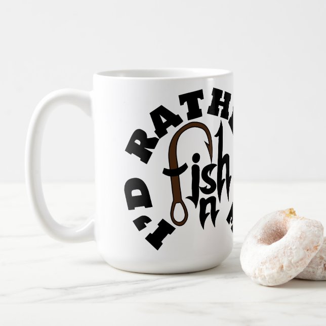 I'd Rather Be Fishing Peralized NAME, COLOR Coffee Mug (With Donut)