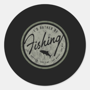 I'd Rather Be Fishing! Retro  Classic Round Sticker