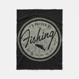 I'd Rather Be Fishing! Retro  Fleece Blanket