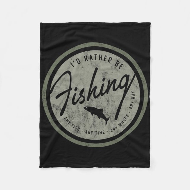 I'd Rather Be Fishing! Retro  Fleece Blanket (Front)