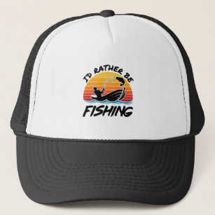 I'd Rather Be Fishing Retro Sunset Trucker Hat