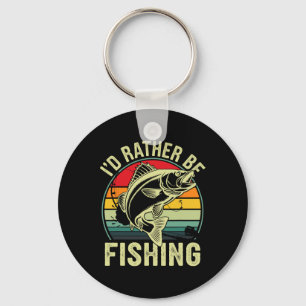 I'd Rather Be Fishing Retro Vintage Outdoor Fisher Key Ring
