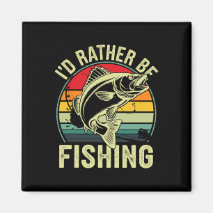 I'd Rather Be Fishing Retro Vintage Outdoor Fisher Magnet