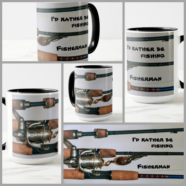 I'd Rather be Fishing Rods and Reel Photographic Mug (Creator Uploaded)