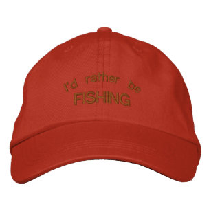I'd Rather be Fishing Tangerine Embroidered Cap