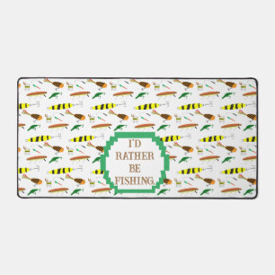 "I'd Rather Be Fishing" with Fishing Lures Desk Mat