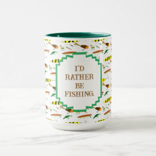 "I'd Rather Be Fishing" with Fishing Lures Mug