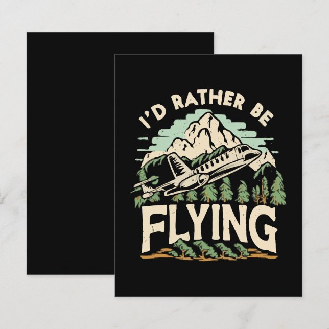 I'd Rather Be Flying. Aeroplane Enclosure Card (Front/Back)