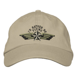 I'd rather be flying Star Badge Pilot Wings Embroidered Hat