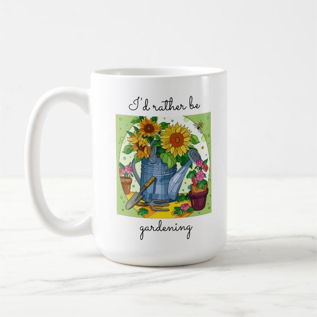 I'd rather be gardening! Cute floral  Coffee Mug (Left)