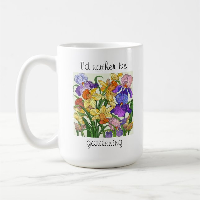 I'd rather be gardening! Pretty floral  Coffee Mug (Left)