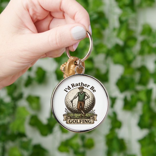 Id Rather Be Golfing  Key Ring (Hand)