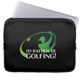I'd Rather Be Golfing Modern Golfer Sports Black L Laptop Sleeve