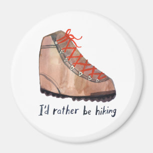 I'd Rather Be Hiking Boots Watercolor Magnet