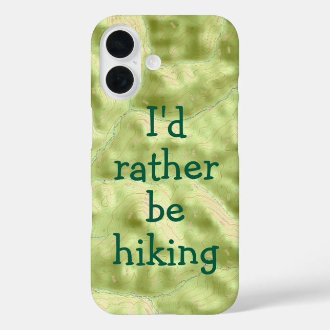 I'd rather be hiking topo map phone case (Back)