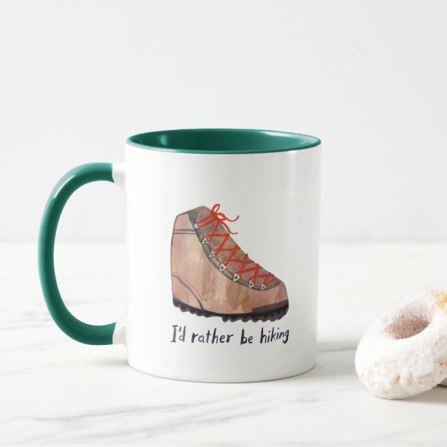 I'd rather be hiking Watercolor Mug (With Donut)
