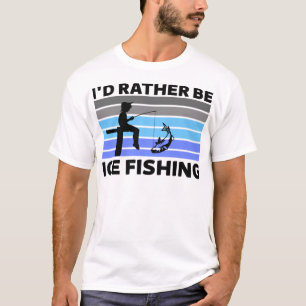I'd rather be Ice Fishing Retro Vintage,water anim T-Shirt