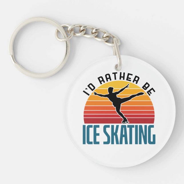 I'd Rather Be Ice Skating Figure Skater Key Ring (Front)