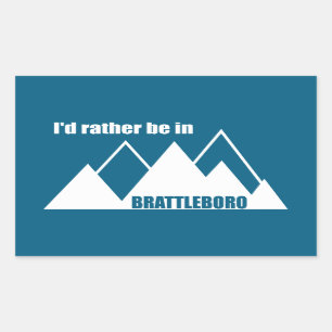 I'd Rather Be In Brattleboro Vermont Mountain Rectangular Sticker
