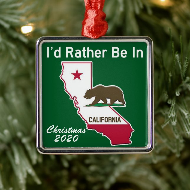 I'd Rather Be In California CA Metal Tree Decoration (Tree)