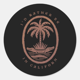 Id Rather Be In California State Vintage Heart Vac Classic Round Sticker