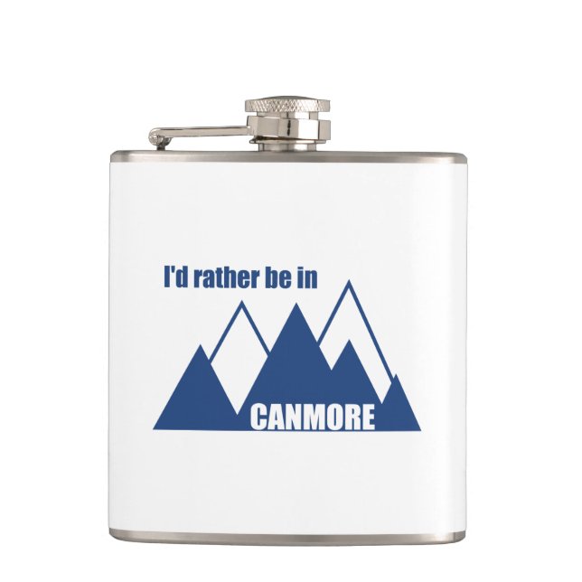I'd Rather Be In Canmore Mountain Hip Flask (Front)