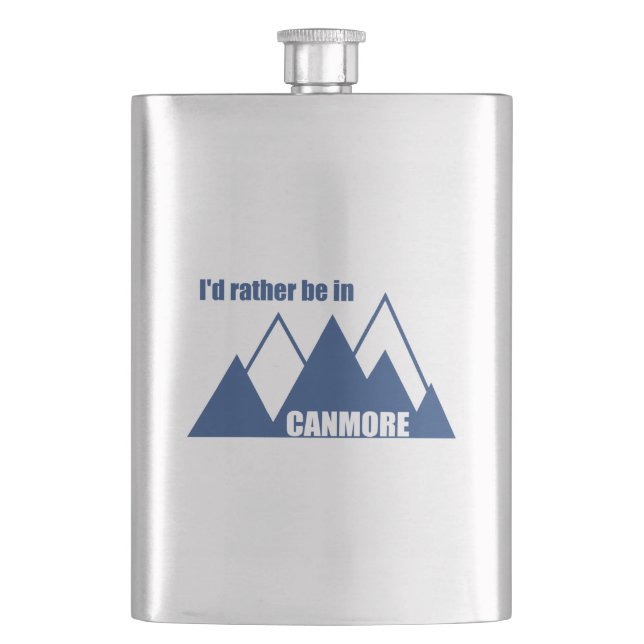 I'd Rather Be In Canmore Mountain Hip Flask (Front)