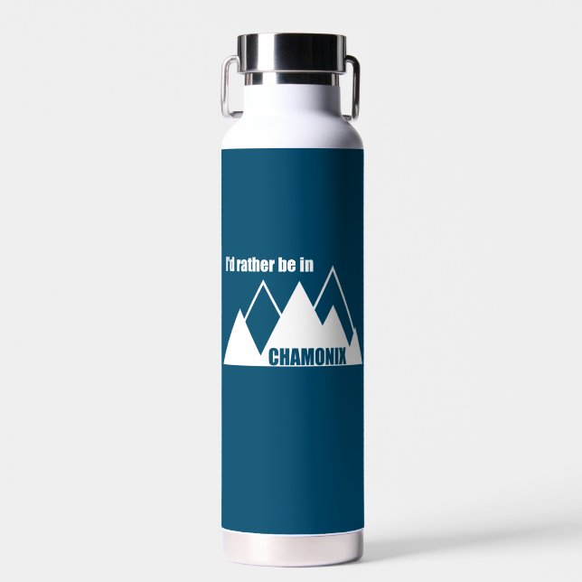 I'd Rather Be In Chamonix France Mountain Water Bottle (Front)