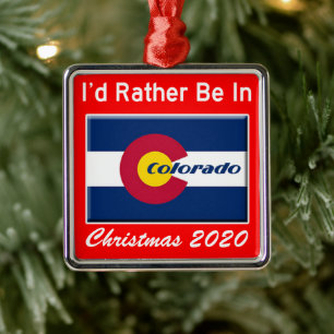 I'd Rather Be In Colorado CO Metal Tree Decoration