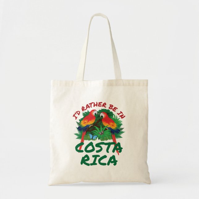 I'd Rather Be in Costa Rica Vacation Souvenir Tote Bag (Front)