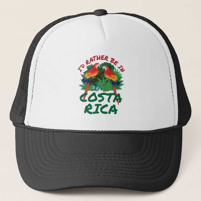 I'd Rather Be in Costa Rica Vacation Souvenir Trucker Hat (Front)