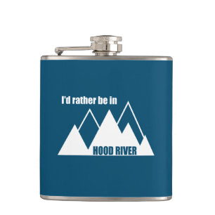 I'd Rather Be In Hood River Oregon Mountain Hip Flask