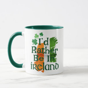 Id Rather Be in Ireland Map Mug, Irish Quote 11 oz Mug