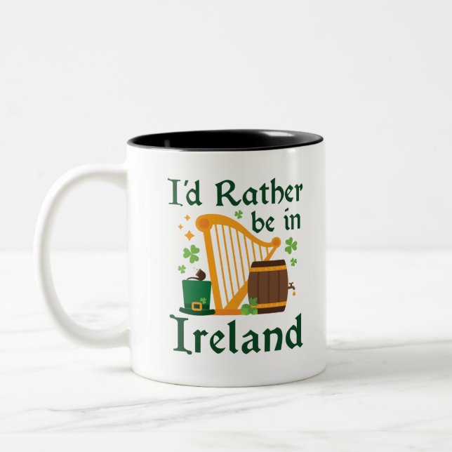 I'd Rather Be in Ireland Two-Tone Coffee Mug (Left)