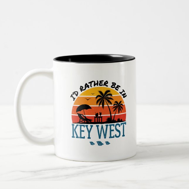 I'd Rather Be in Key West Florida Keys Two-Tone Coffee Mug (Left)
