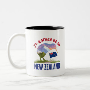 I'd Rather Be in New Zealand Two-Tone Coffee Mug