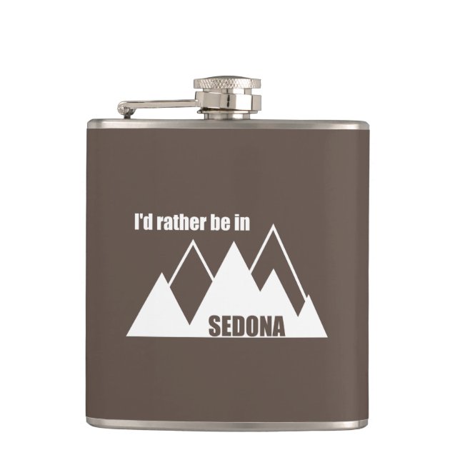 I'd Rather Be In Sedona Mountain Hip Flask (Front)