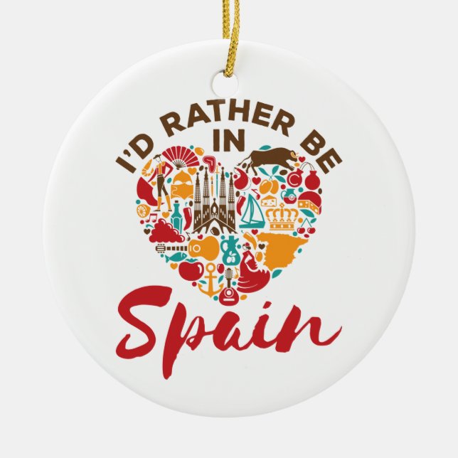 I'd Rather Be In Spain Ceramic Tree Decoration (Front)