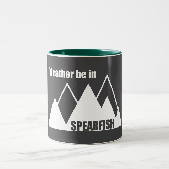 I'd Rather Be In Spearfish South Dakota Mountain Two-Tone Coffee Mug (Center)