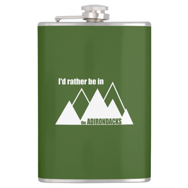 I'd Rather Be In The Adirondacks Mountain Hip Flask (Front)