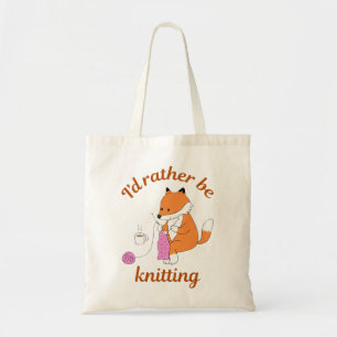 I'd Rather be Knitting - Fox - Knitting Lover Tote Bag