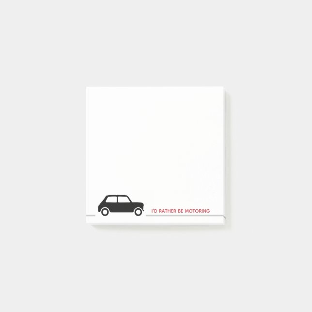 I'd Rather Be Motoring - Mini Cooper - Black Post-it Notes (Front)