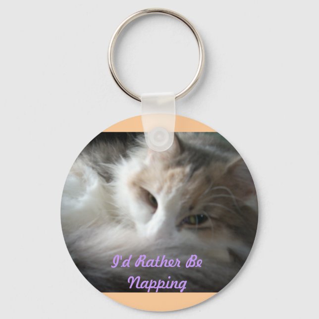 I'd Rather Be Napping -calico Key Ring (Front)