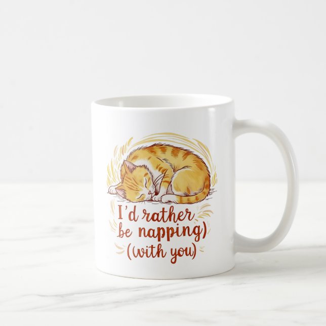 I'd Rather Be Napping With You - Golden Cat Coffee Mug (Right)