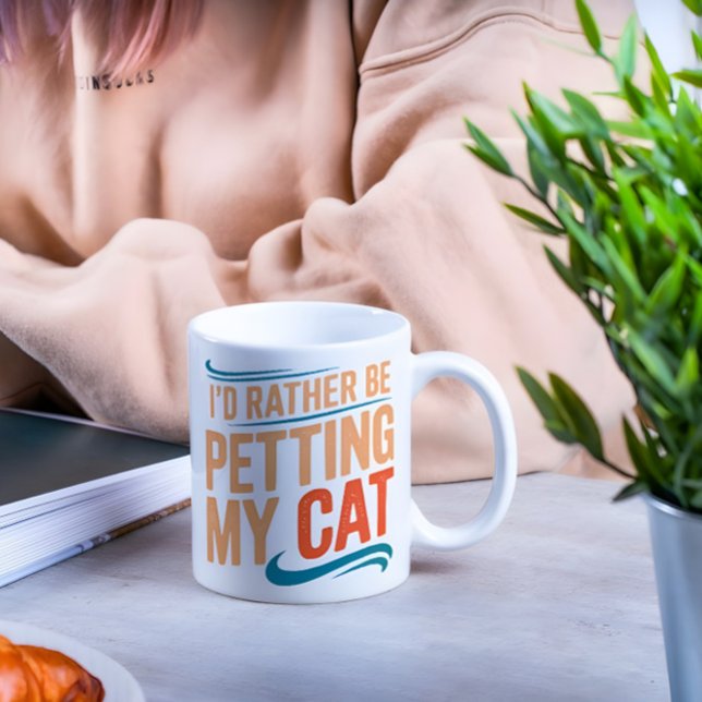 I'd Rather Be Petting My Cat Vintage Mug (Creator Uploaded)