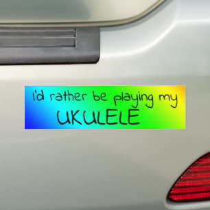 I'd Rather Be Playing My Ukulele Colourful Bumper Sticker