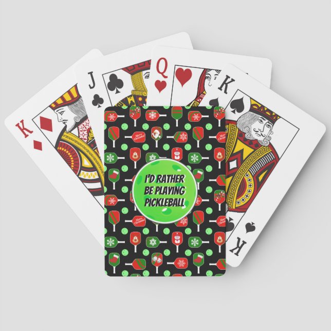 I'd Rather Be Playing Pickleball Christmas Paddles Playing Cards (Back)